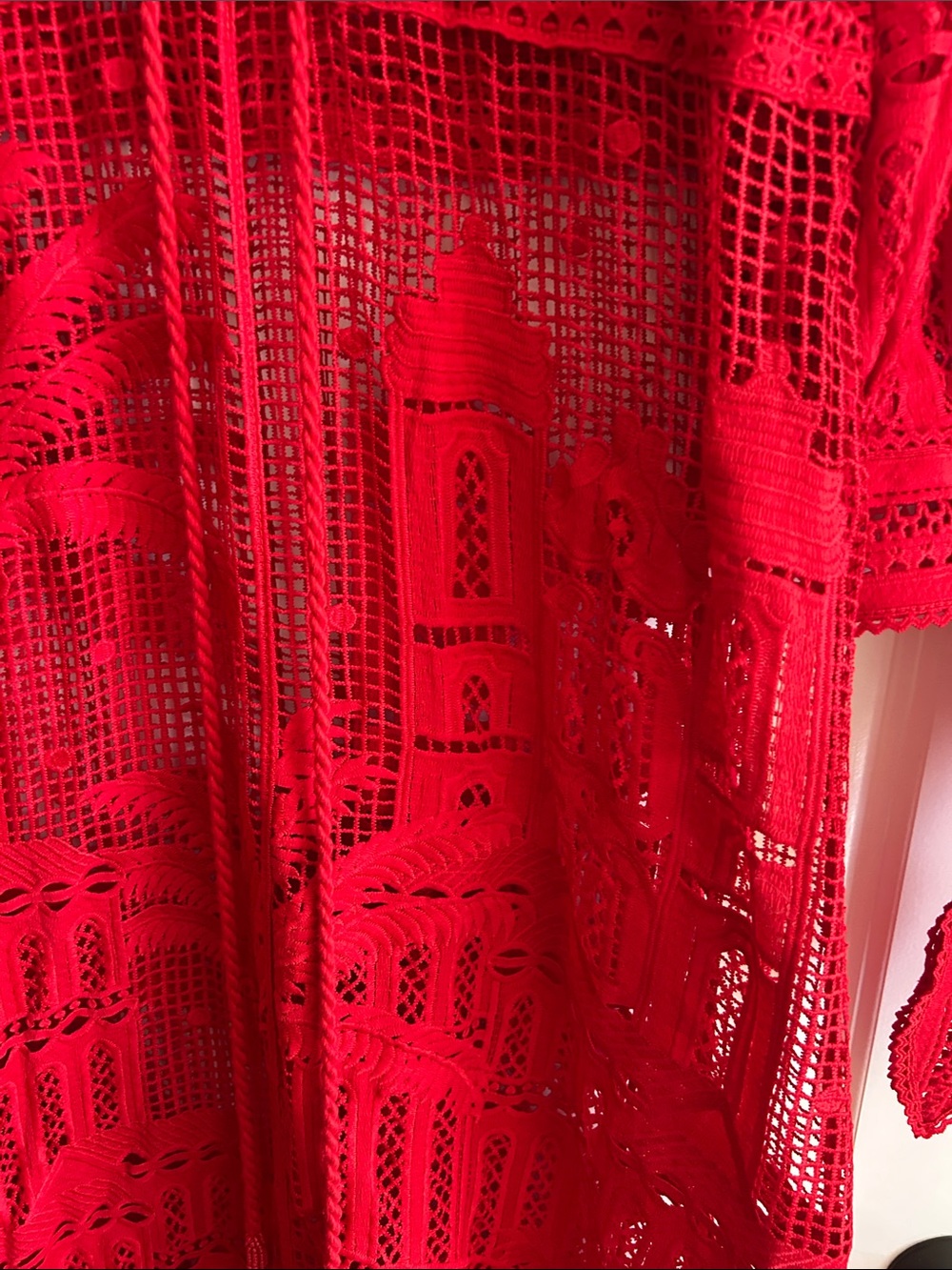 FARM Rio Red Crochet Maxi Dress Red Morada Boa Guipure Maxi Dress - Picture 8 of 12